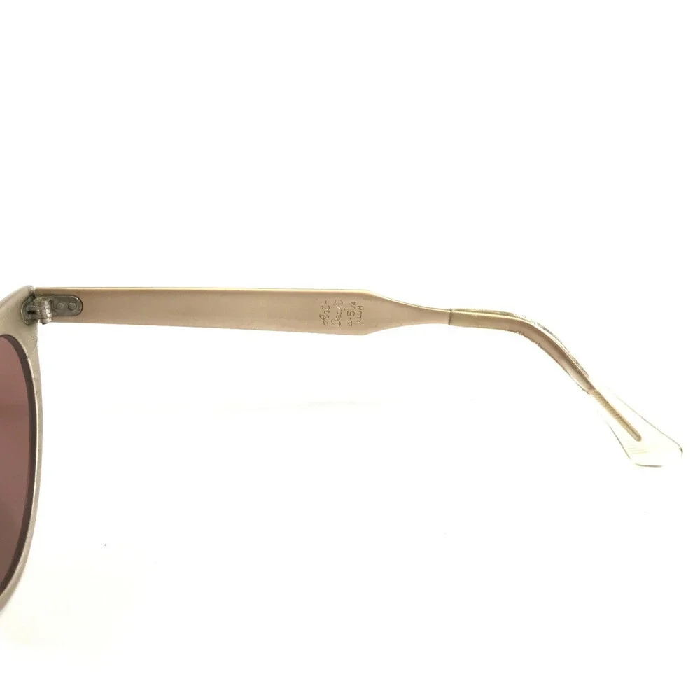 Vintage Artcraft Sunglasses 4-5 1/4 Satin Gold Aluminum Cat Eye w/ Red Lenses